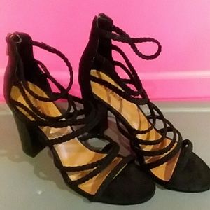 4 inch Bamboo black suede like heeks